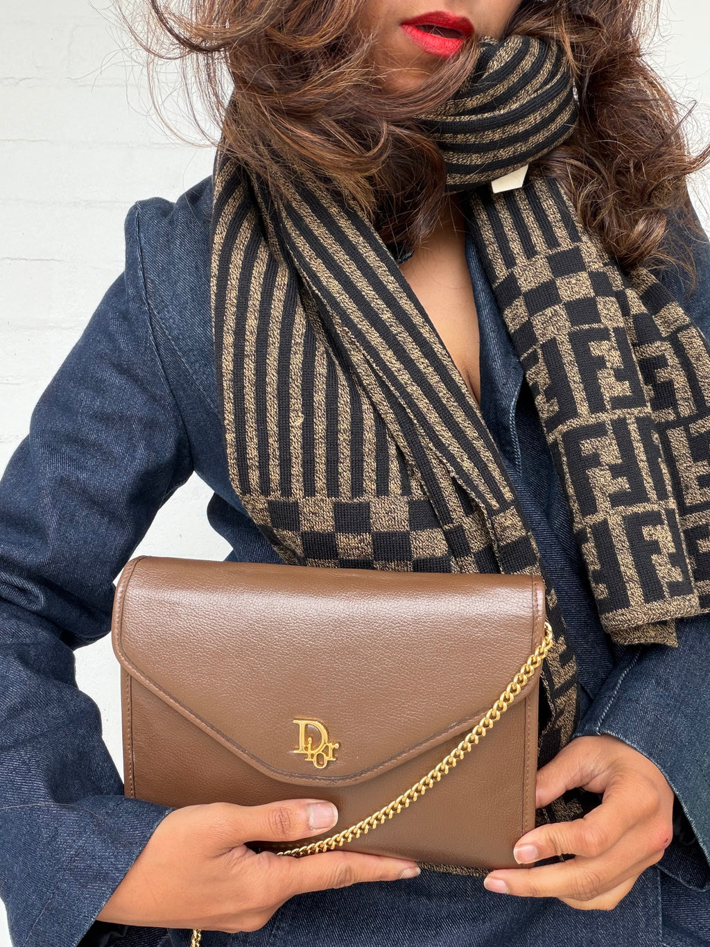 Rare Vintage Christian Dior Leather Bag - Brown