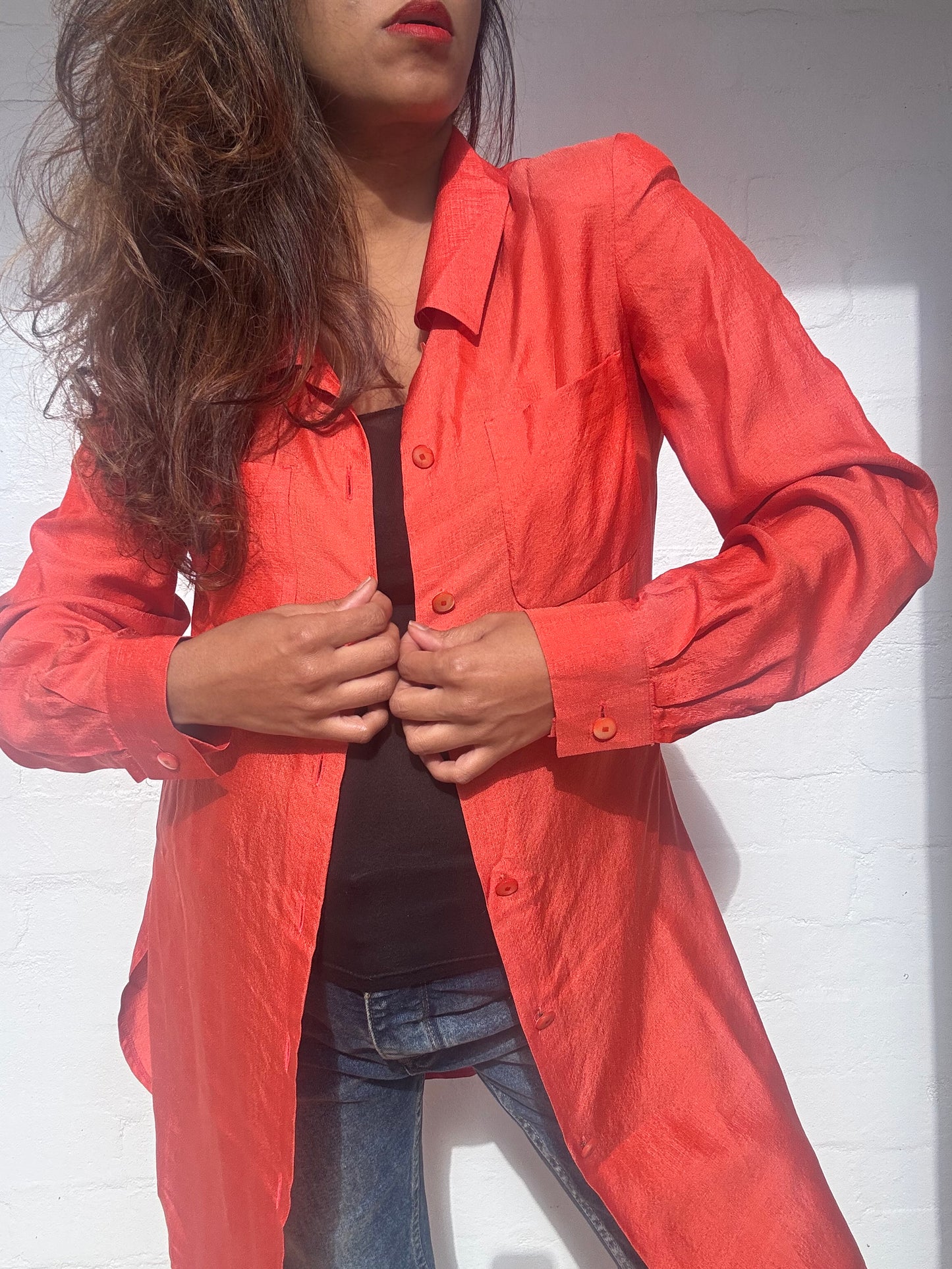 Vintage Fendi Silk Shirt - Orange