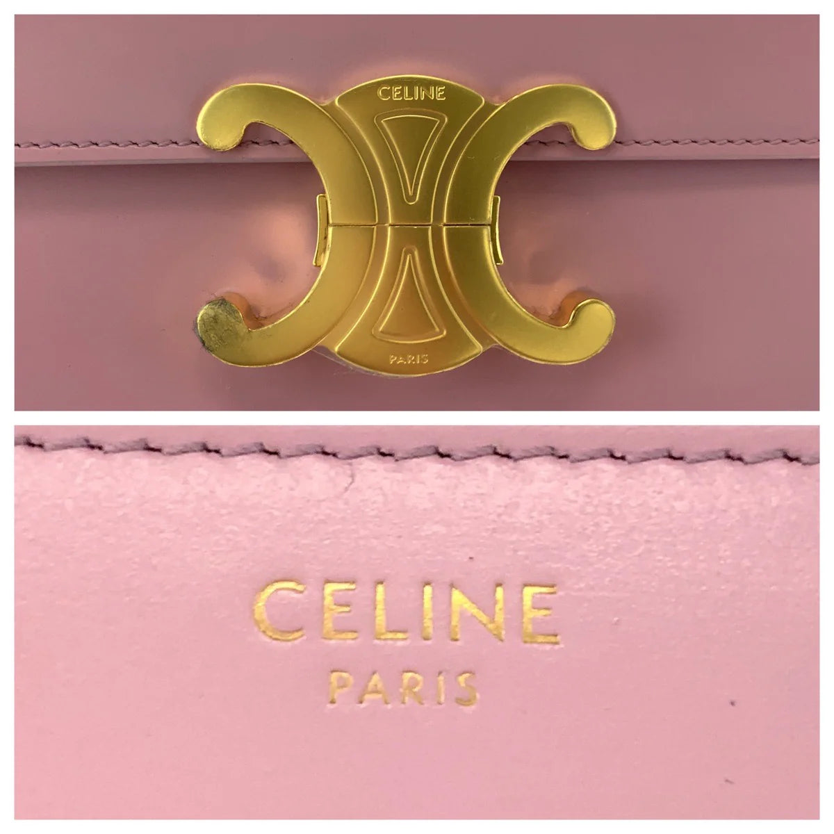 Celine Pink Leather Medium Triomphe Shoulder Bag