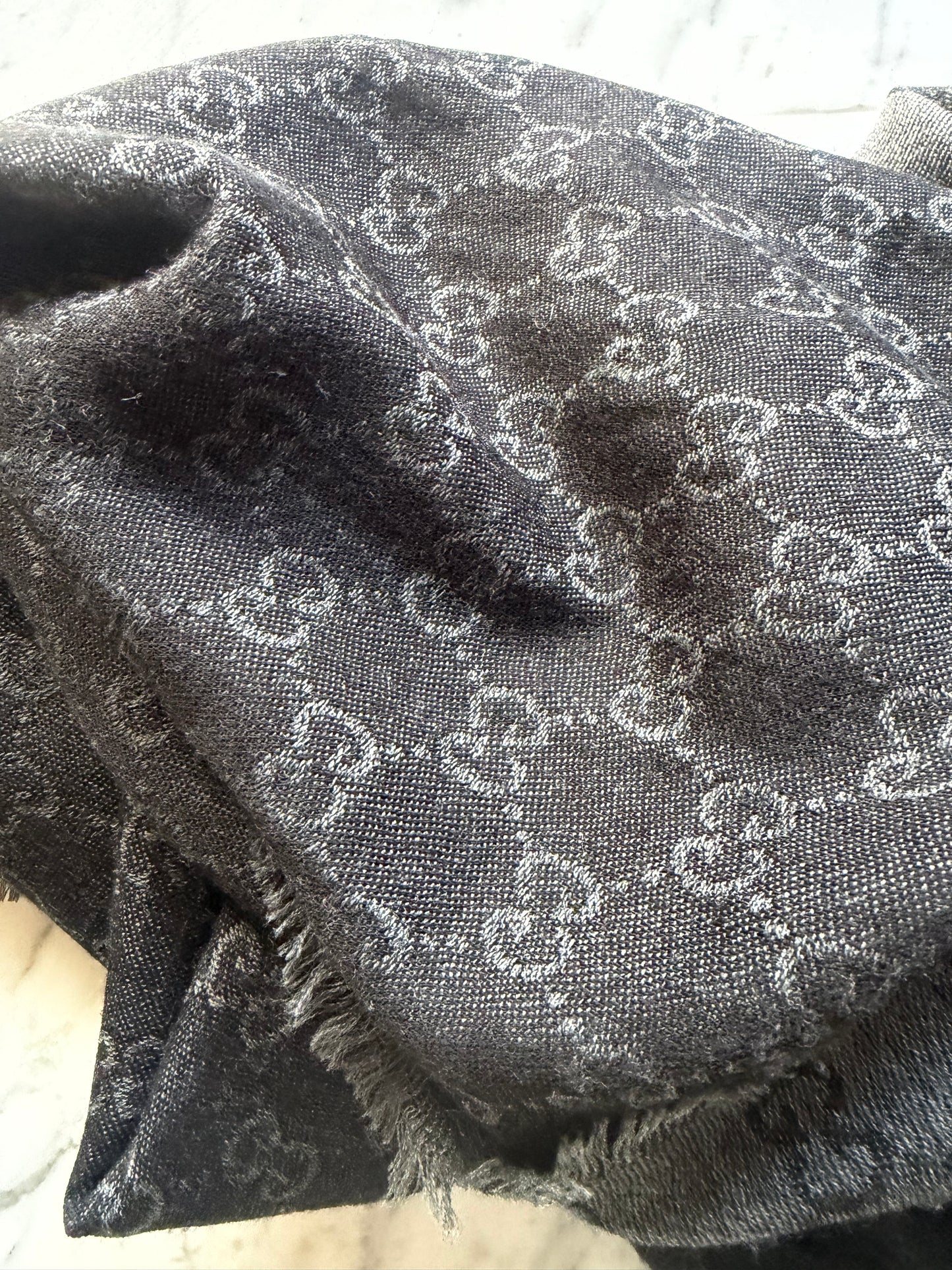 Gucci GG Monogram Silk & Wool Scarf