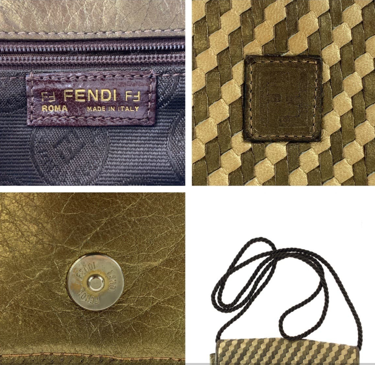 Vintage Fendi Woven Leather Shoulder Bag