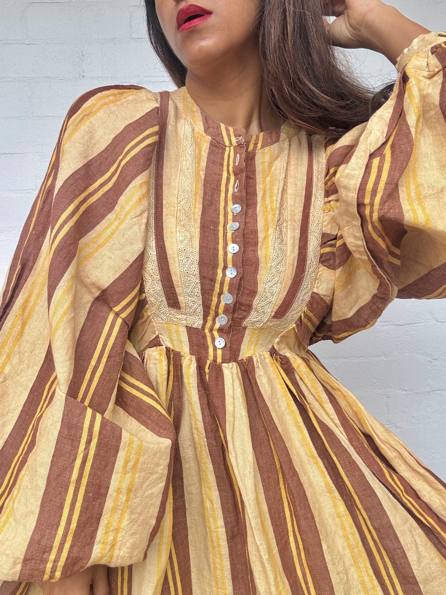 Kinga Csilla - Stripe Linen Maxi Dress