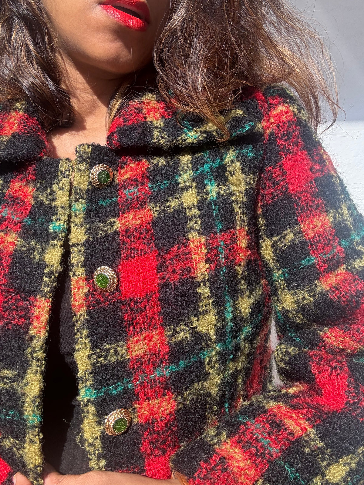 Vintage Multicolor Plaid Coat
