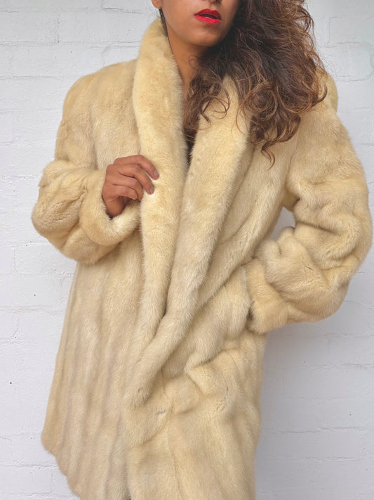 Vintage Cream long fur coat