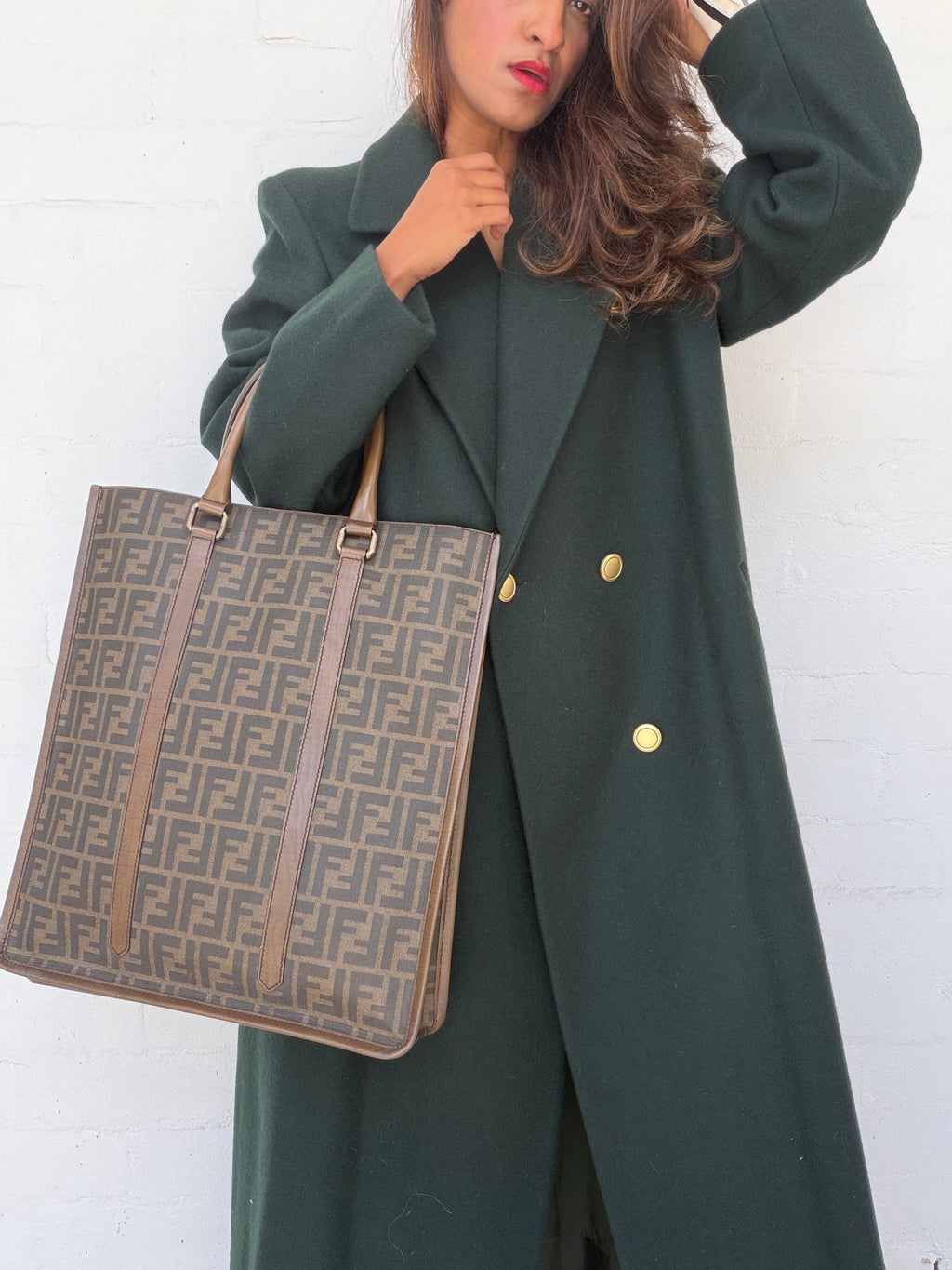 Rare Vintage Fendi Zucca Large Vertical Tote