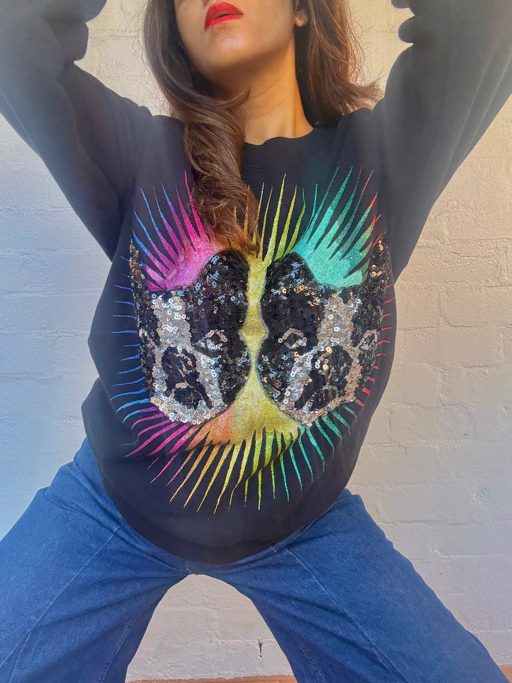 Gucci Black Knit Sequined Bosco & Orso Sweatshirt
