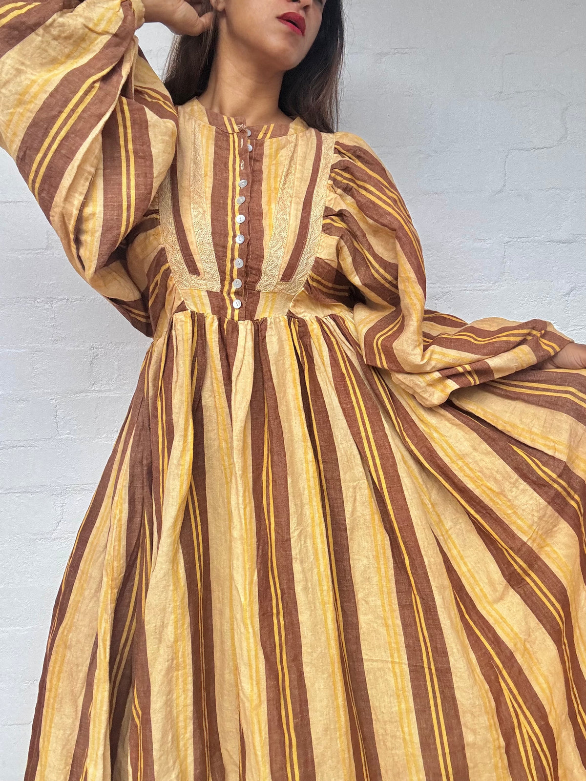 Kinga Csilla - Stripe Linen Maxi Dress