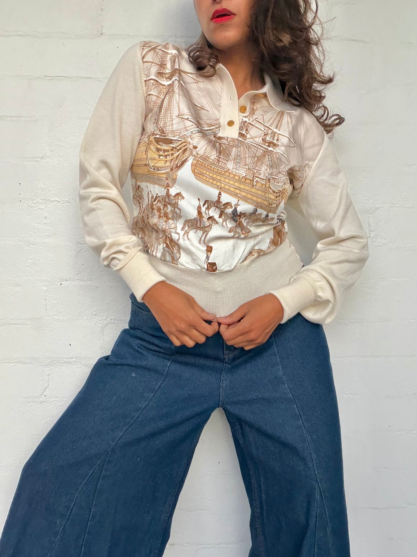Vintage Hermès Silk & Knit Equestrian Jumper