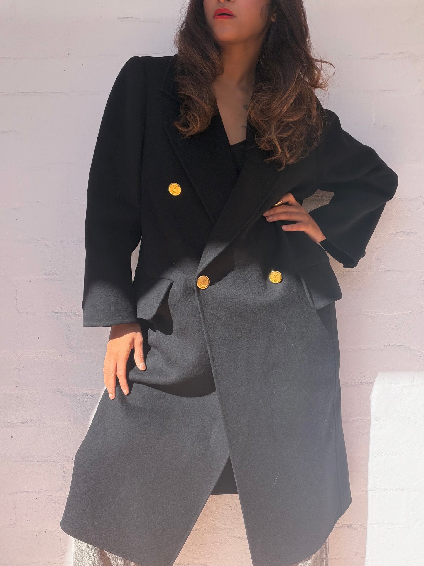 Vintage YVES SAINT LAURENT Double Breasted Long Coat
