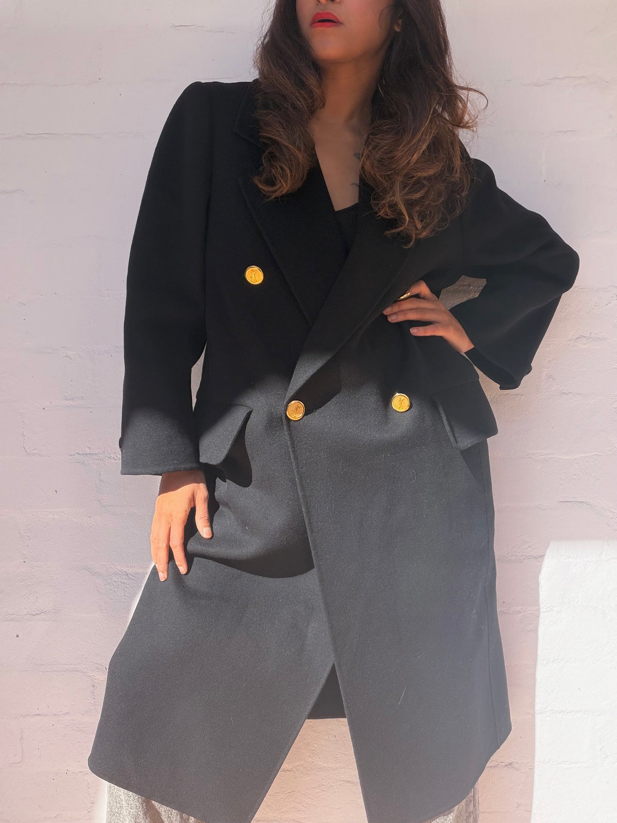 Vintage YVES SAINT LAURENT Double Breasted Cashmere Coat