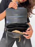 Vintage Celine Horse Carriage Leather Shoulder Bag - Black