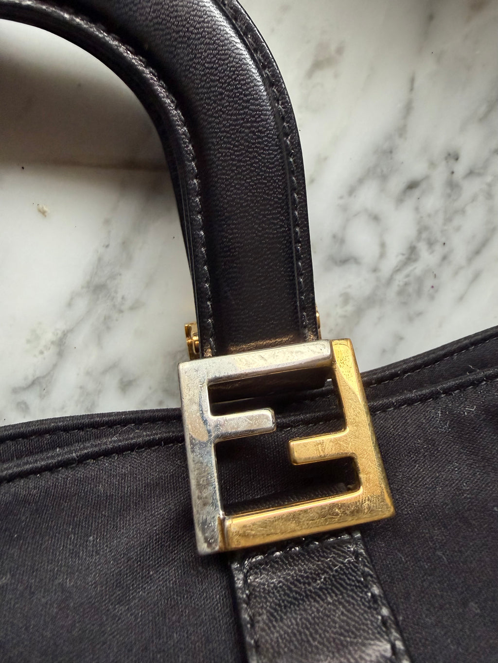 Vintage Fendi Nylon FF Mini Tote - Black