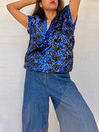 Vintage Sequin Diamond Top - Cobalt & Black