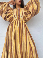 Kinga Csilla - Stripe Linen Maxi Dress