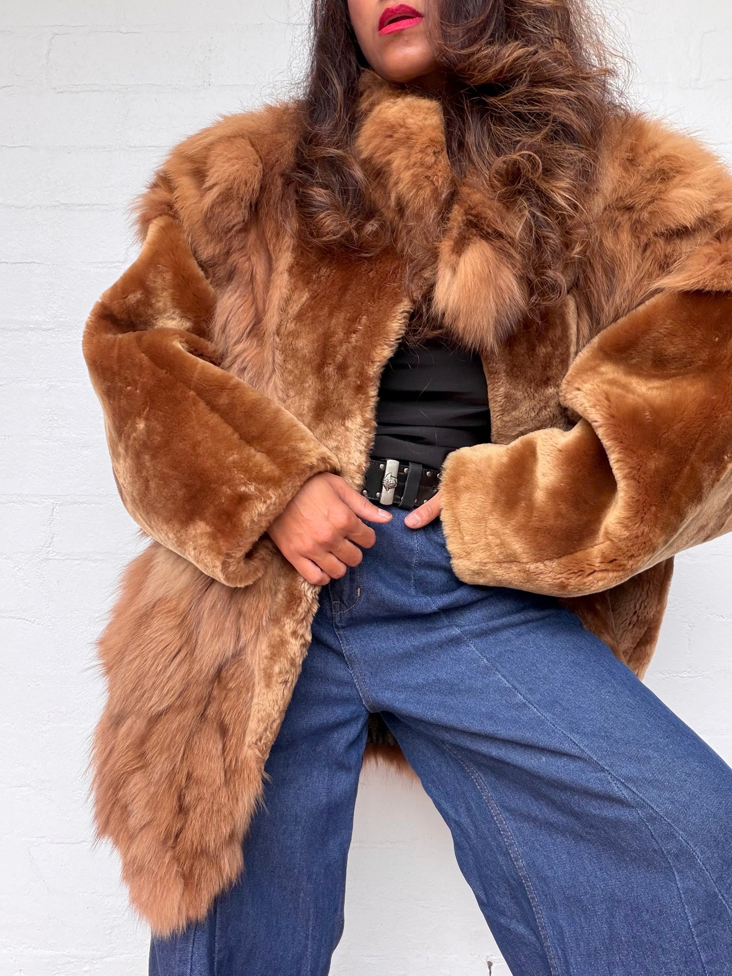 Vintage Caramel Brown Fur Coat