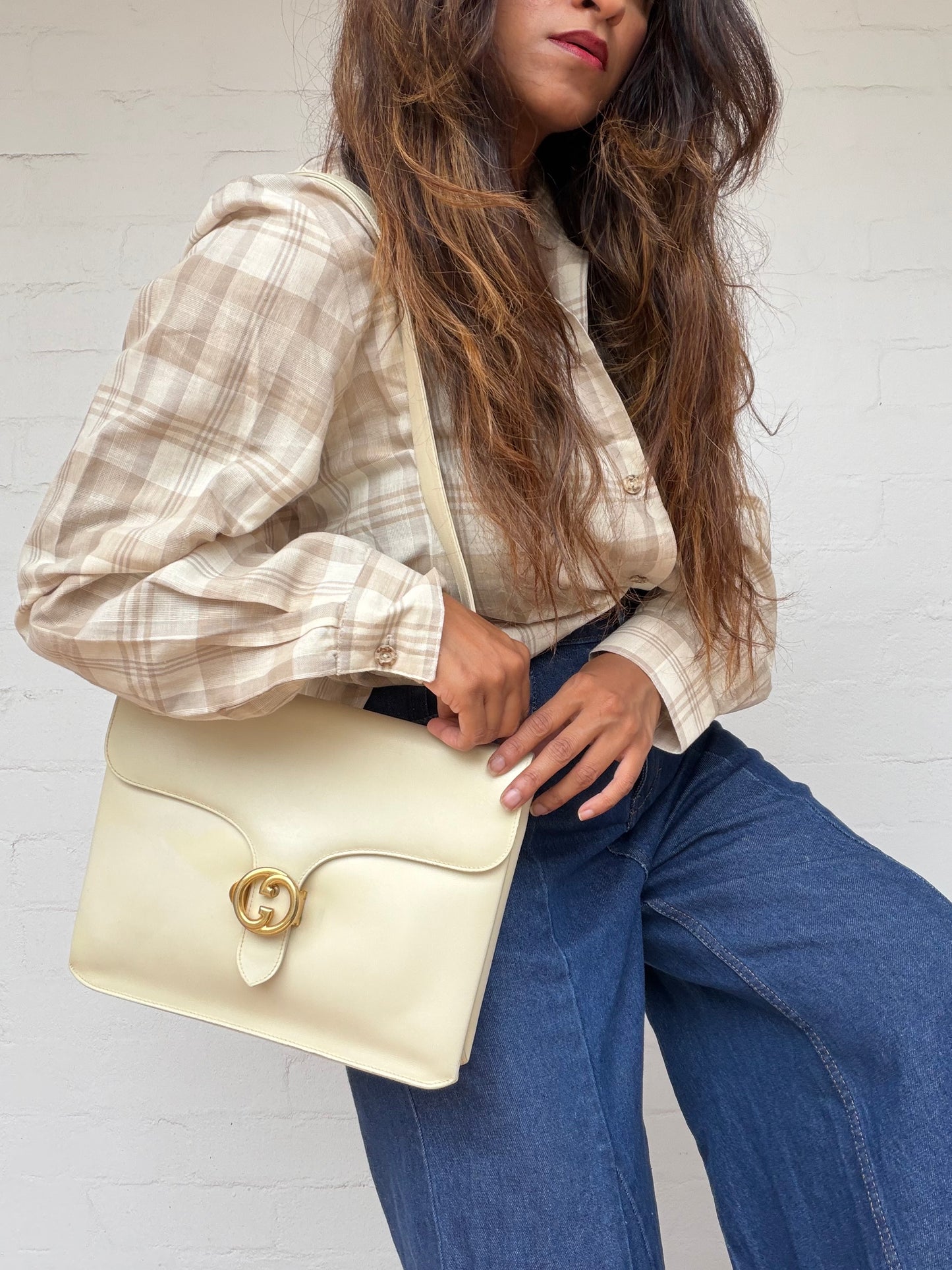 Vintage Gucci Interlocking G Dollar Crossbody Bag - Ivory