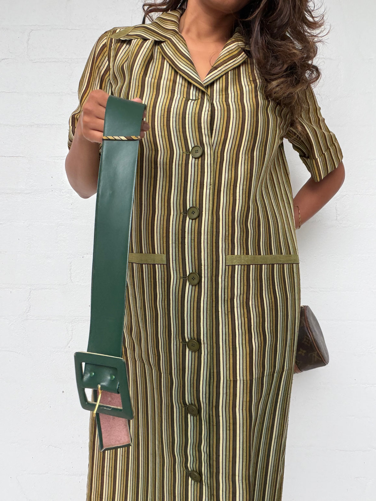 Vintage Miss Dior Striped Shirt Dress with Matching Belt