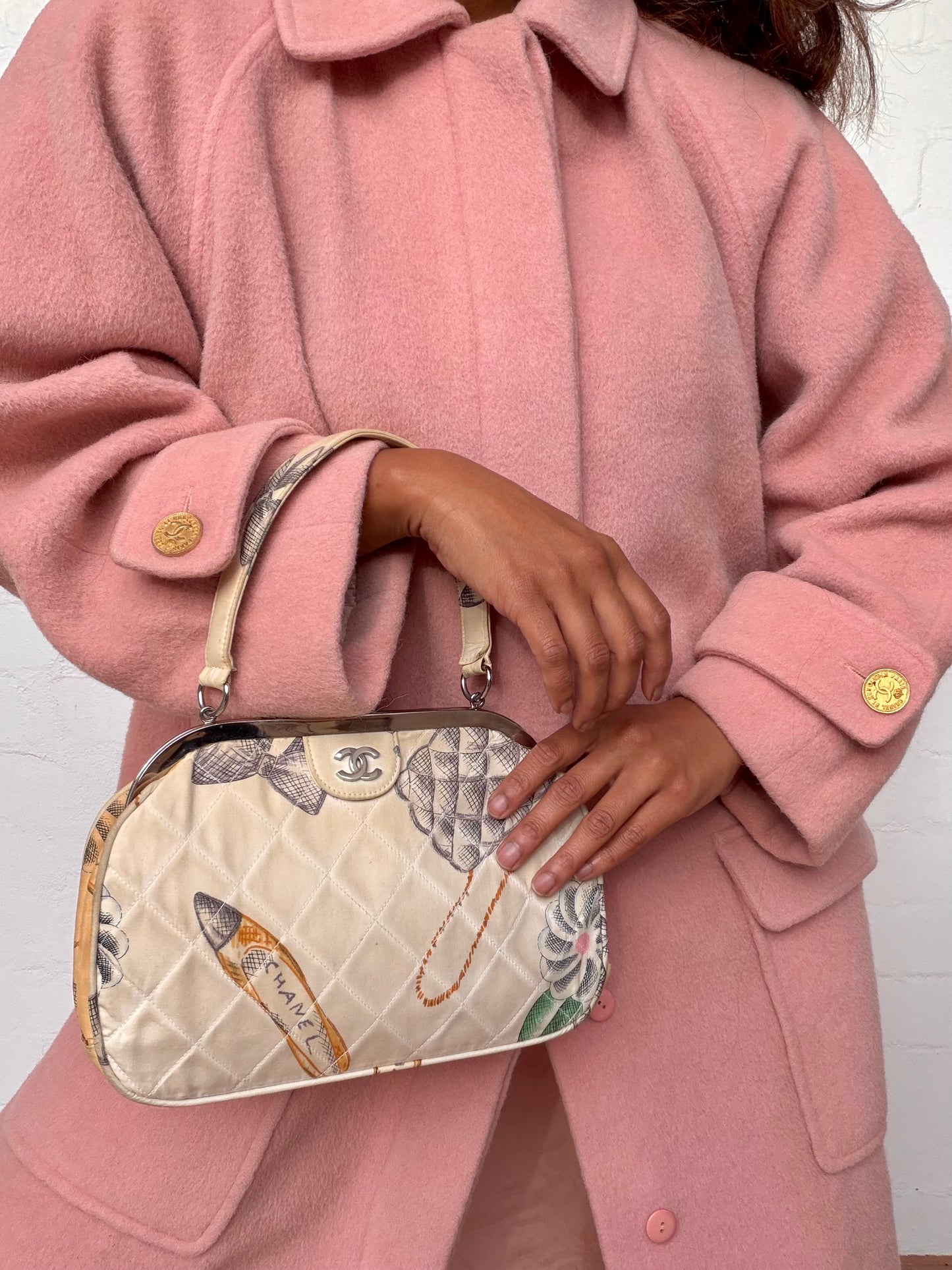 Vintage Chanel Illustrated Canvas Handbag