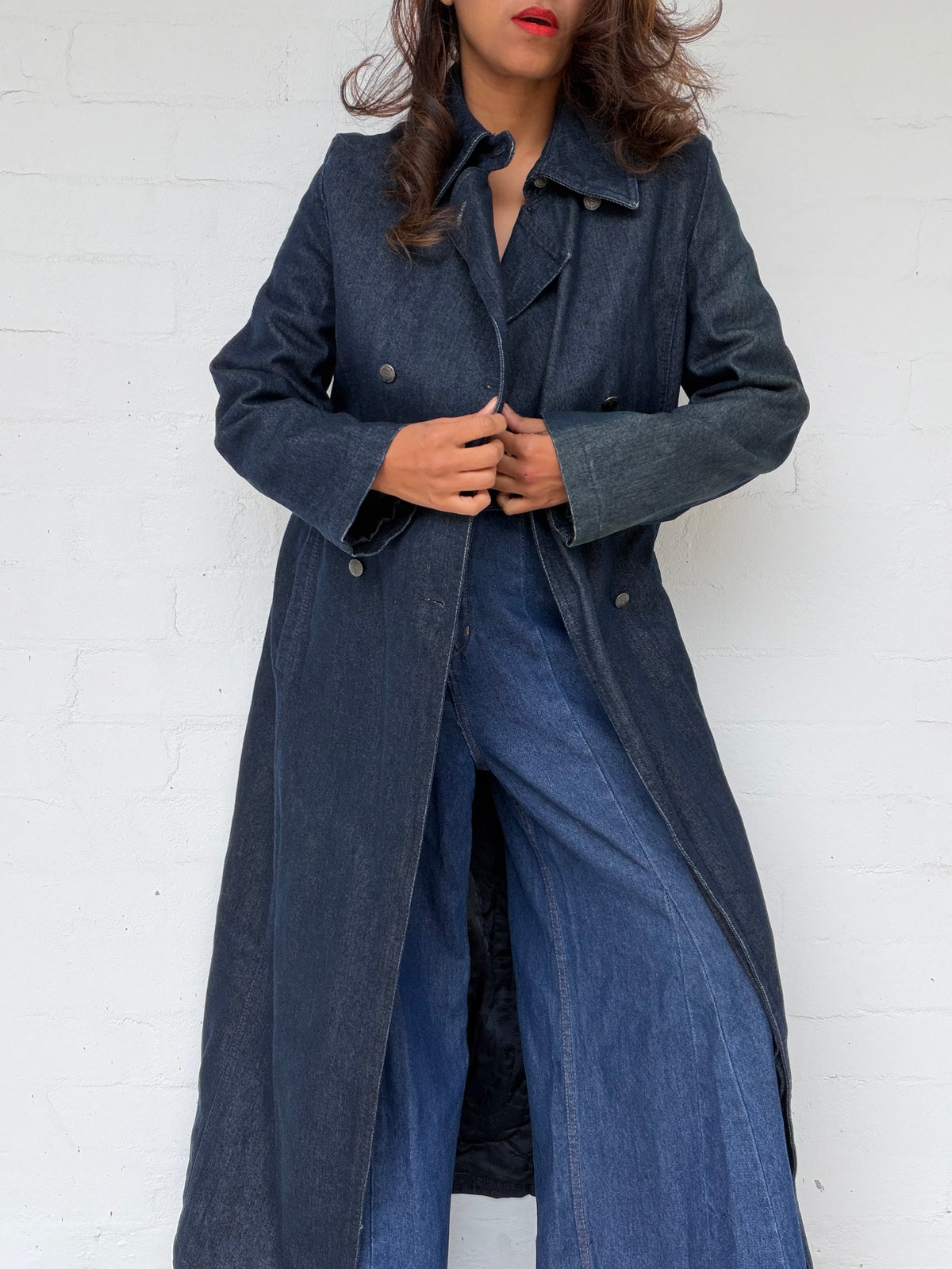 Rare Fendi Denim Long Quilted Coat