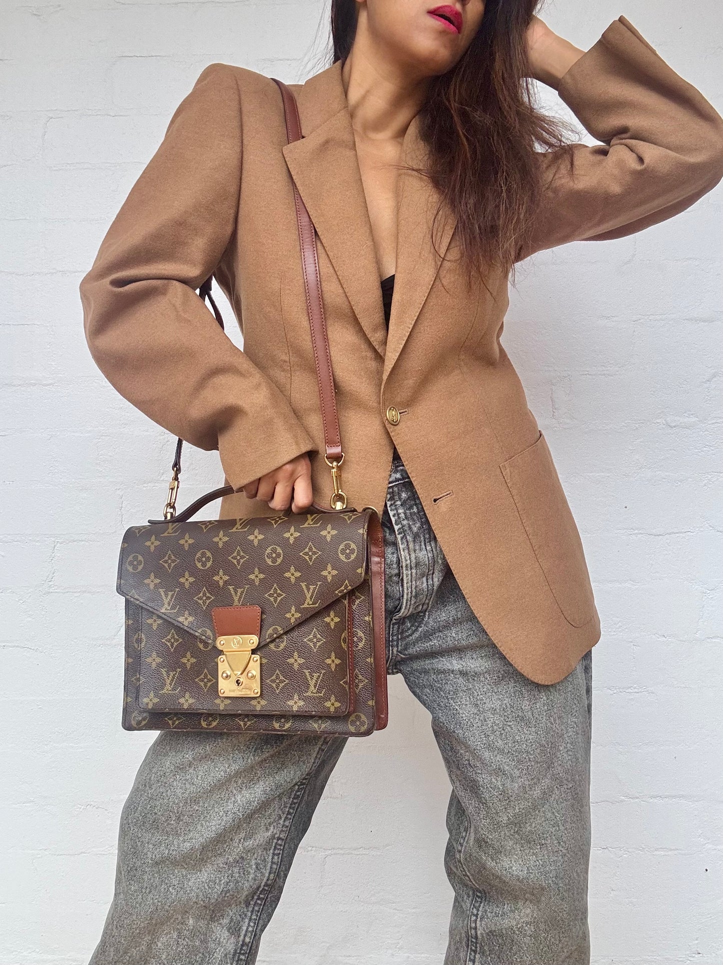 Authentic Louis Vuitton Monogram Monceau Hand Bag
