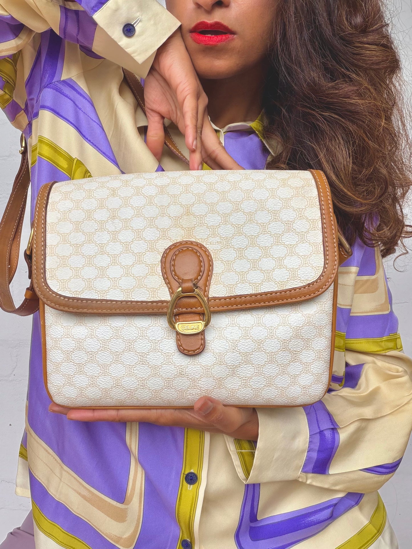 Vintage Celine Macadam Crossbody Bag