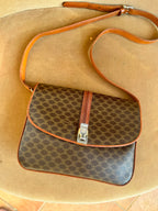 Authentic Vintage Celine Brown Macadam Canvas Shoulder Bag