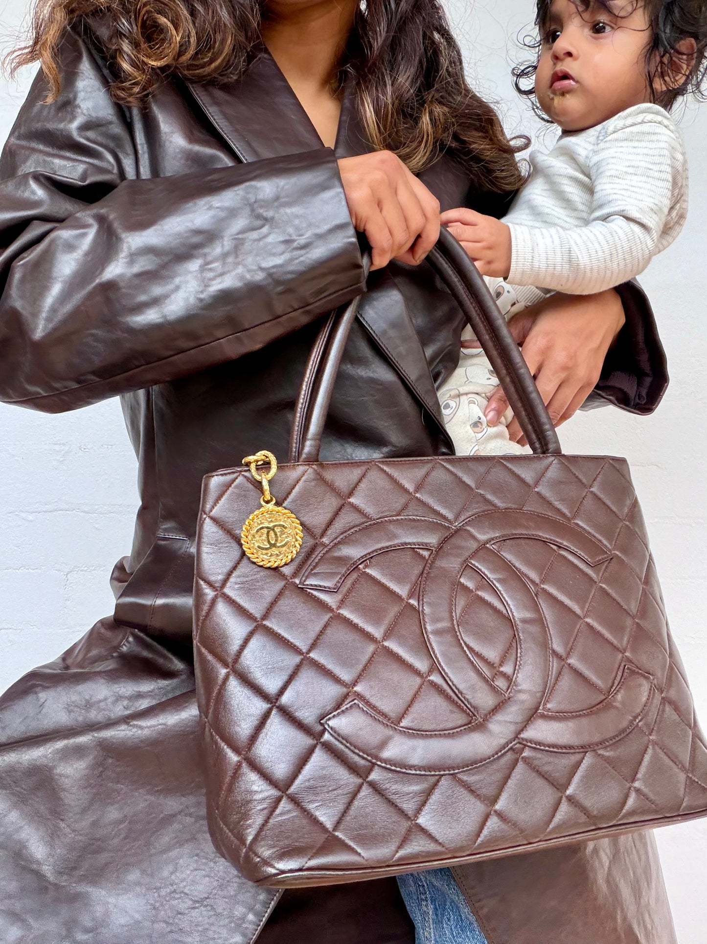 Vintage Chanel Medallion Tote - Chocolate Brown