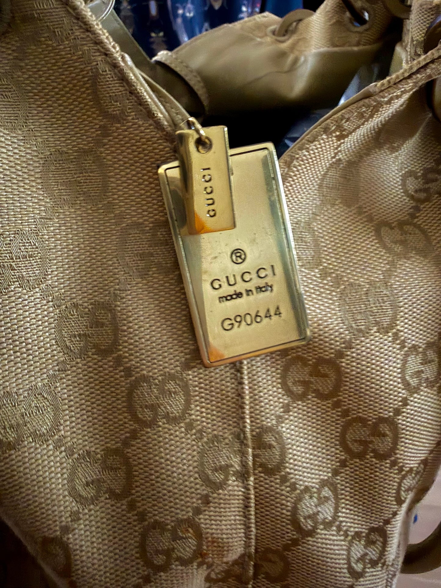 Vintage Gucci GG Monogrammed - Hoop Ring Bucket Bag