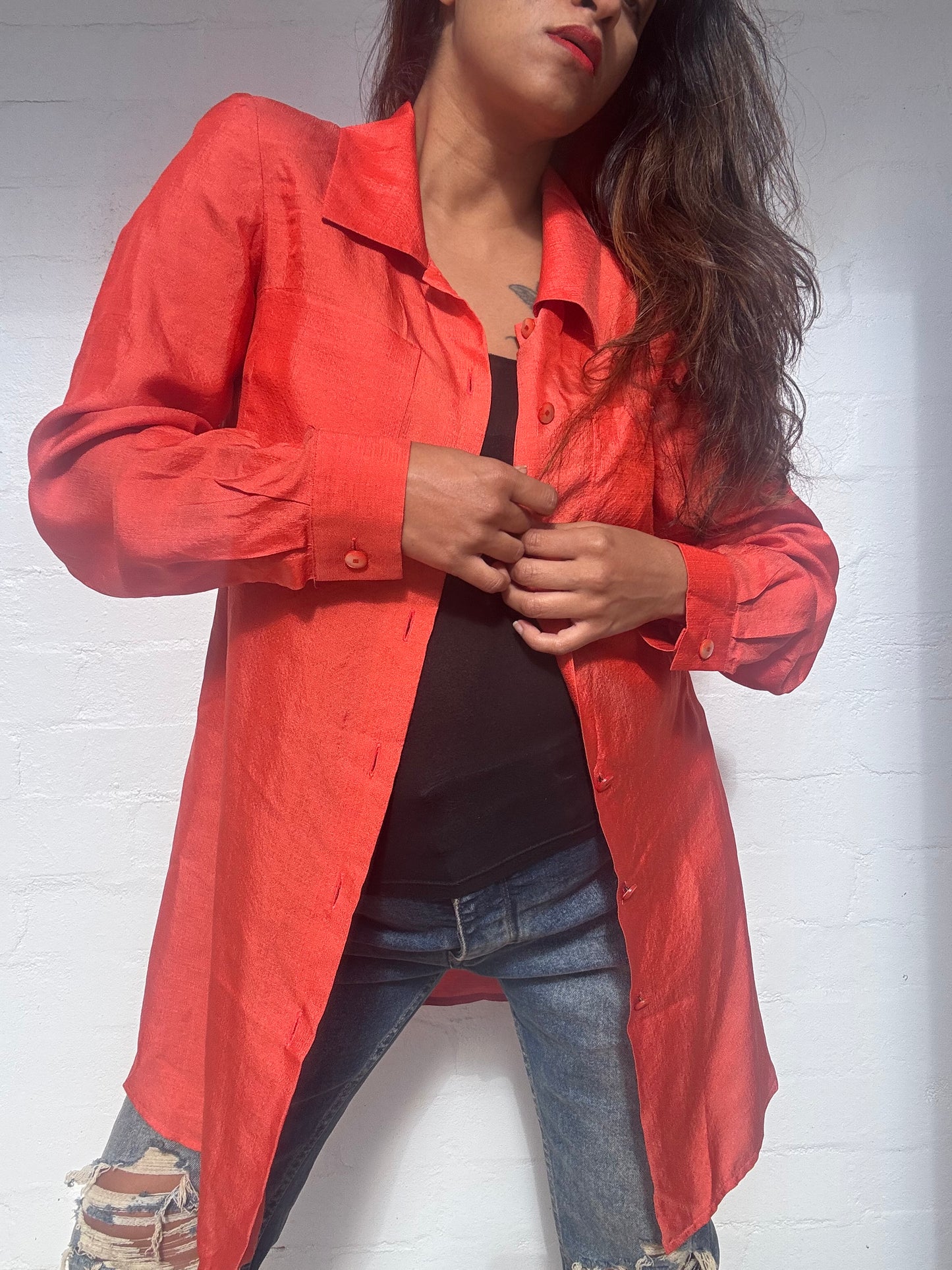 Vintage Fendi Silk Shirt - Orange