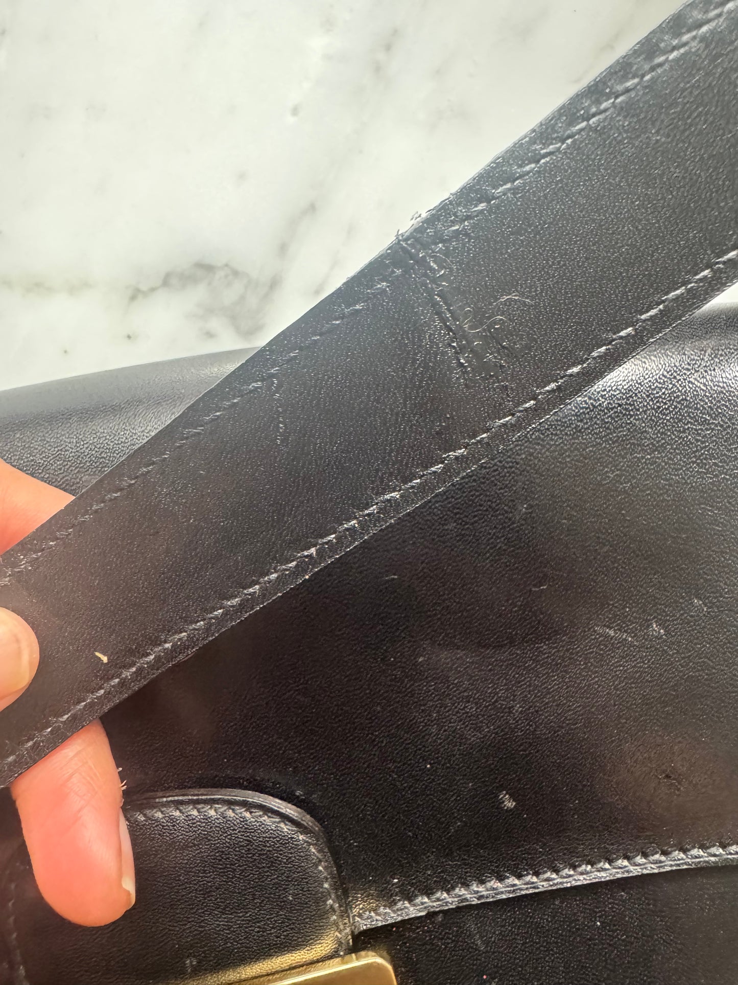 Vintage CELINE Horse Carriage Leather Black Shoulder Bag