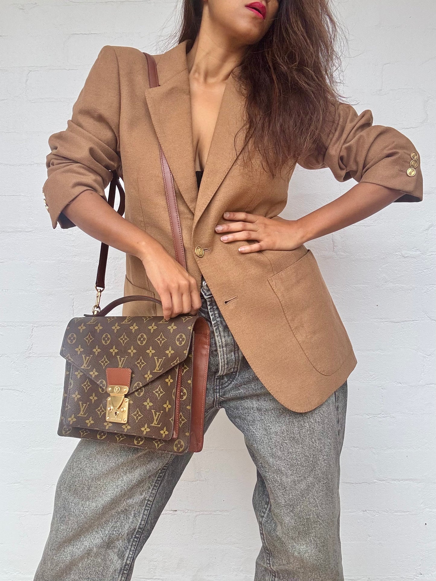 Authentic Louis Vuitton Monogram Monceau Hand Bag