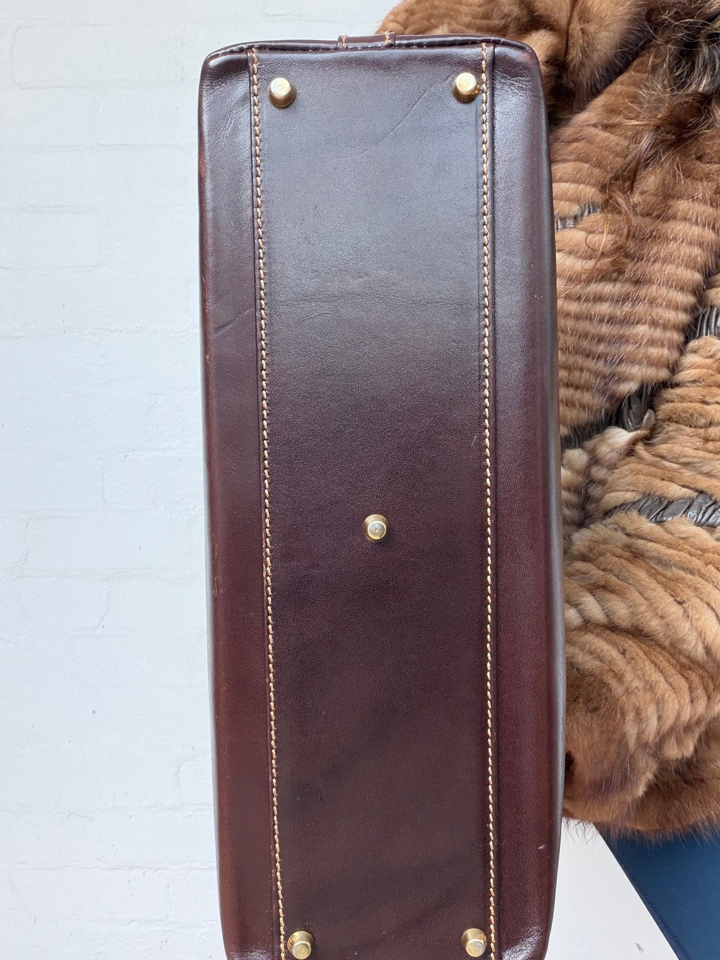 Vintage Fendi 2 in 1 Brown Leather Tote Bag Large