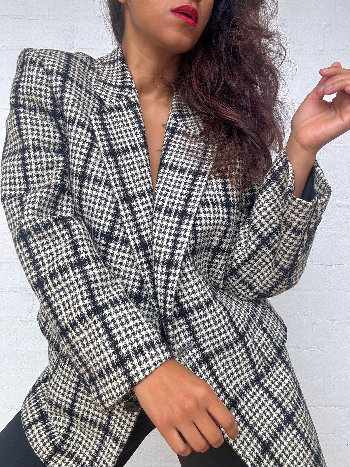 Authentic Dior Hounds-tooth Tweed Wool Blazer