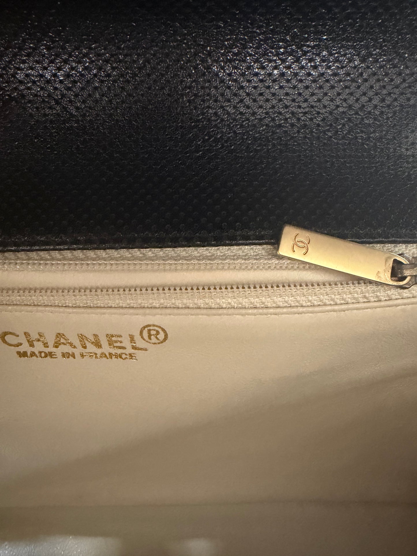 Vintage Chanel Coco Mark Perforated Leather Bicolour Flap Bag