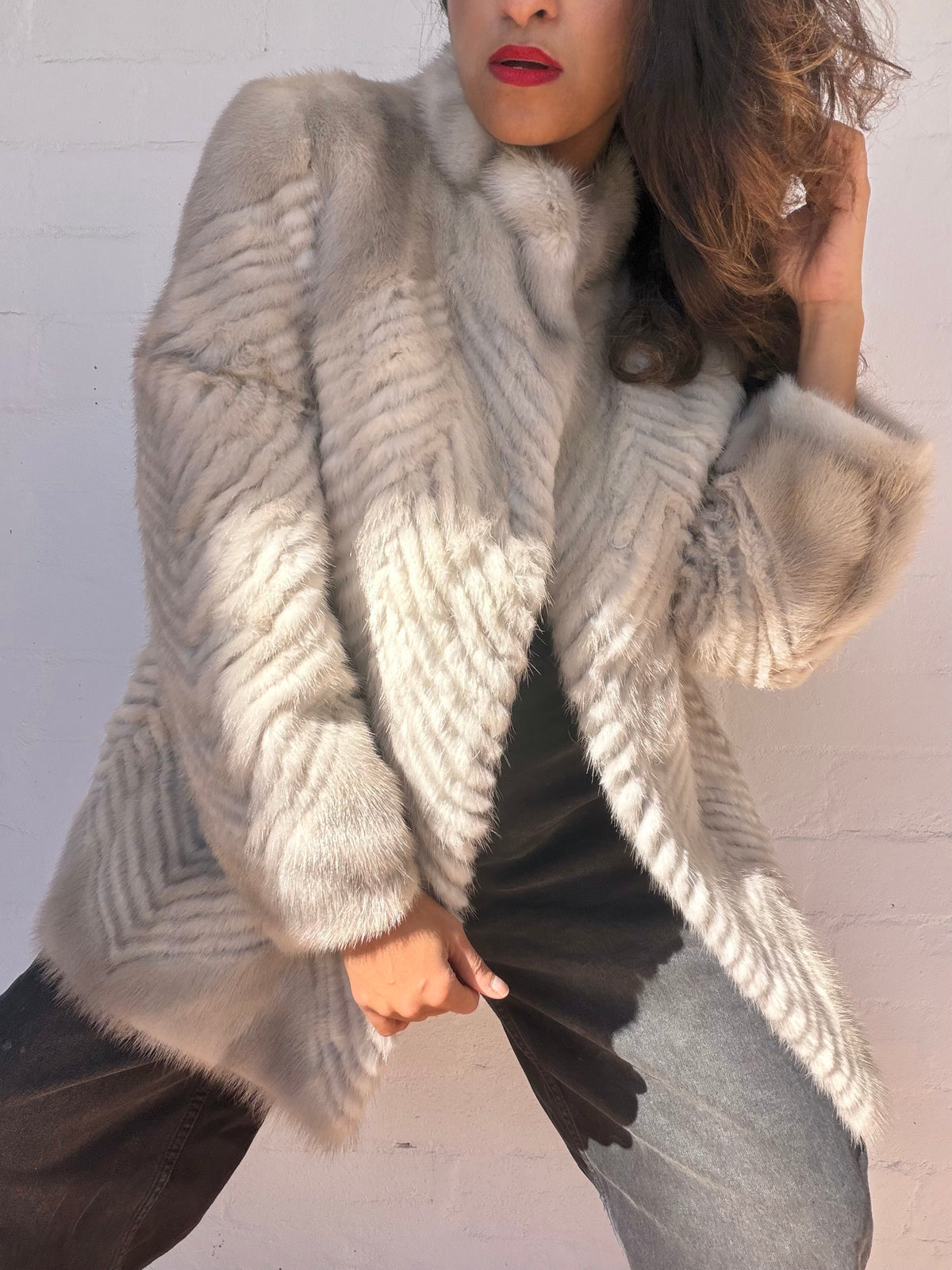 Vintage Saga Mink Sapphire Mink Herringbone fur coat