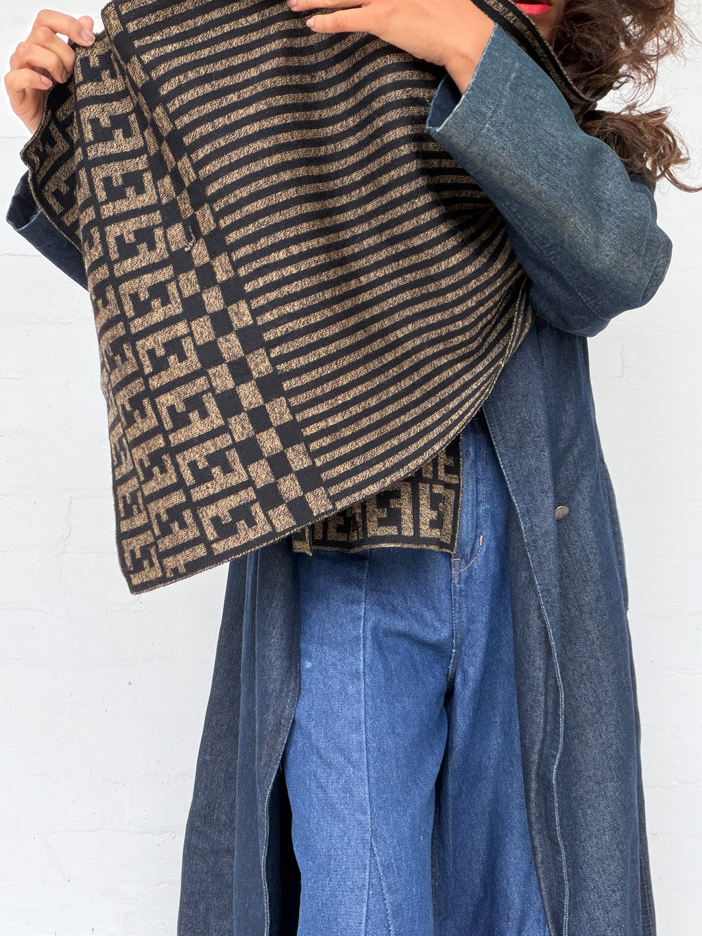 Vintage Fendi Wool Scarf - Black & Brown