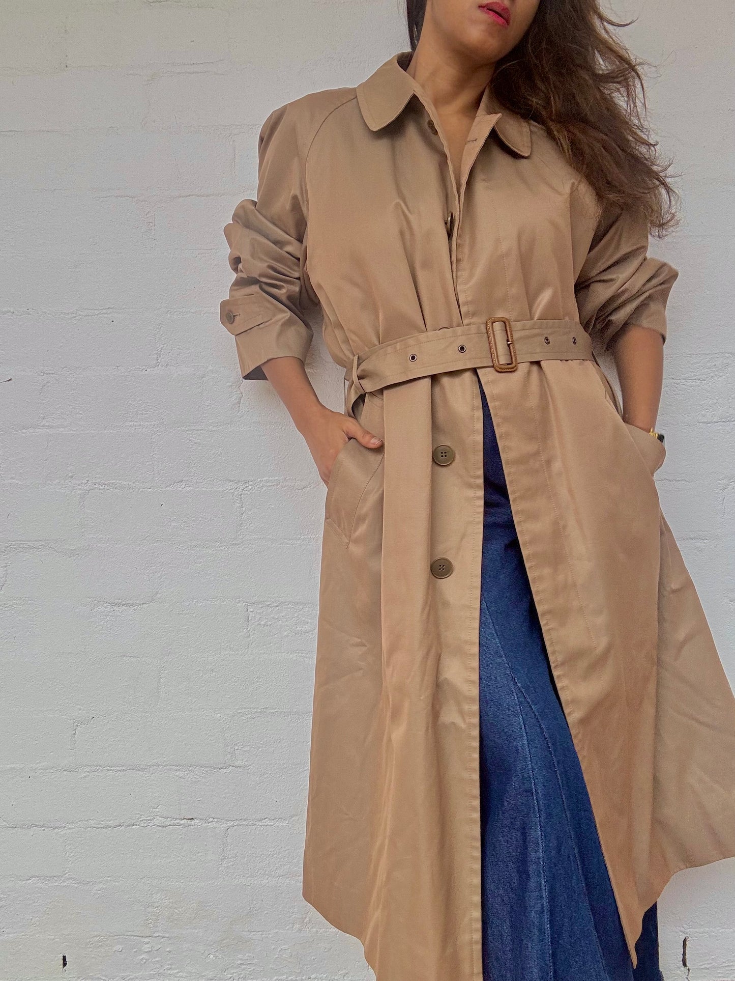 YSL Beige Trench Coat with Removable Lining