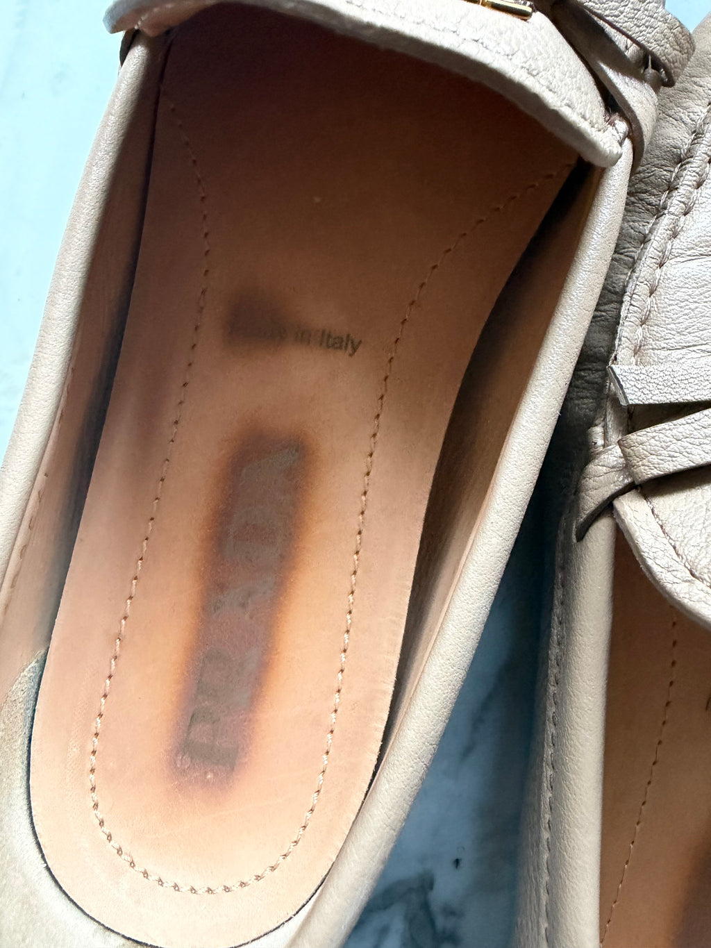 Prada Beige Leather Loafers