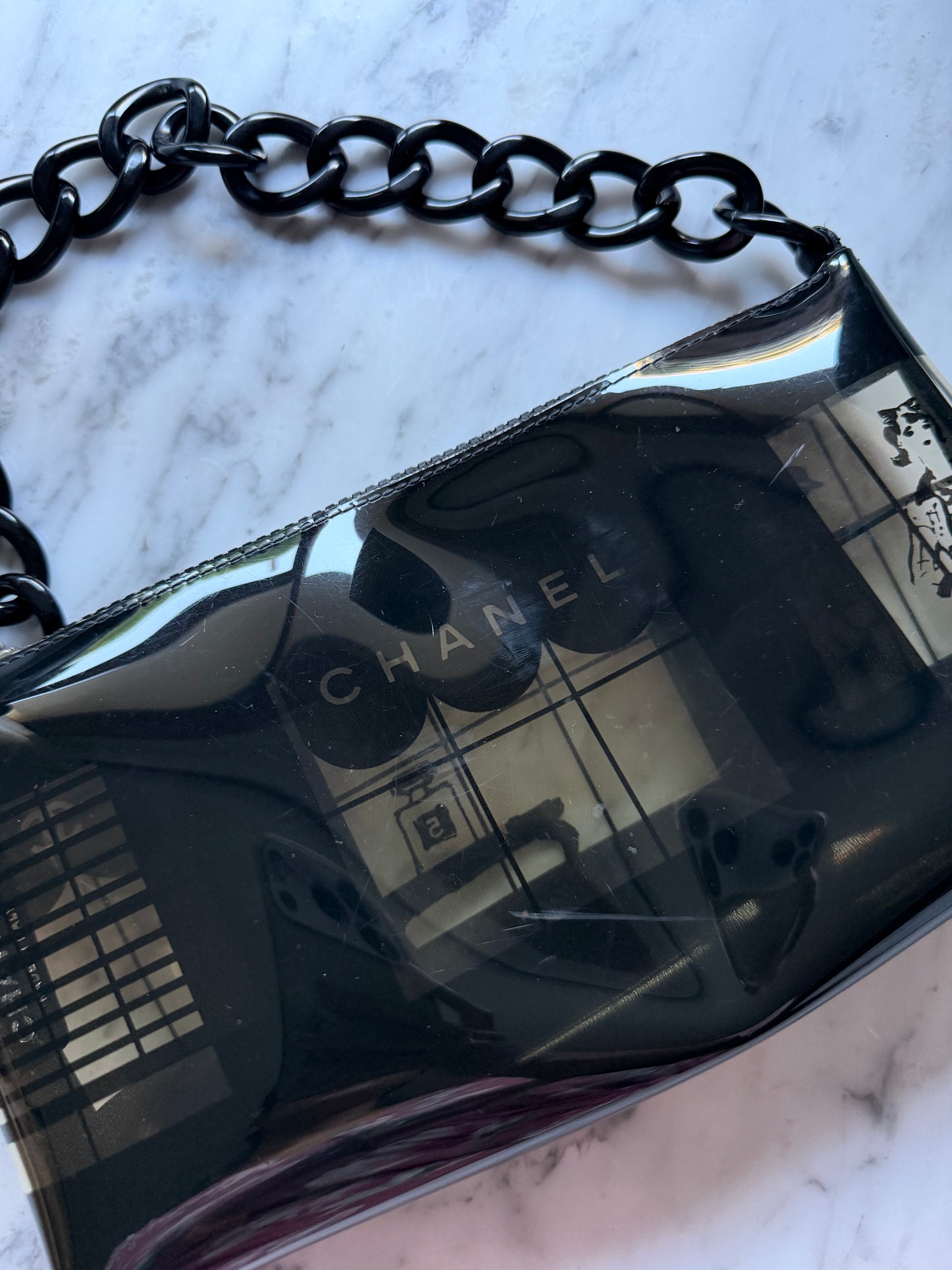 Rare Chanel Black Vinyl Maison Coco Window Bag
