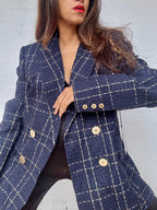 Camilla and Marc - Dominique Blazer Navy & Gold Check, Brand New with Tags