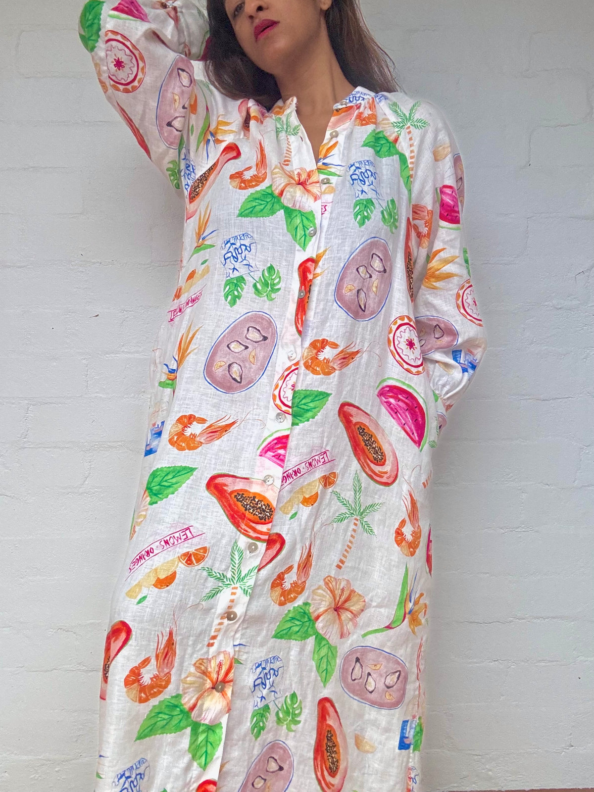 Sheike Printed Linen Maxi Dress
