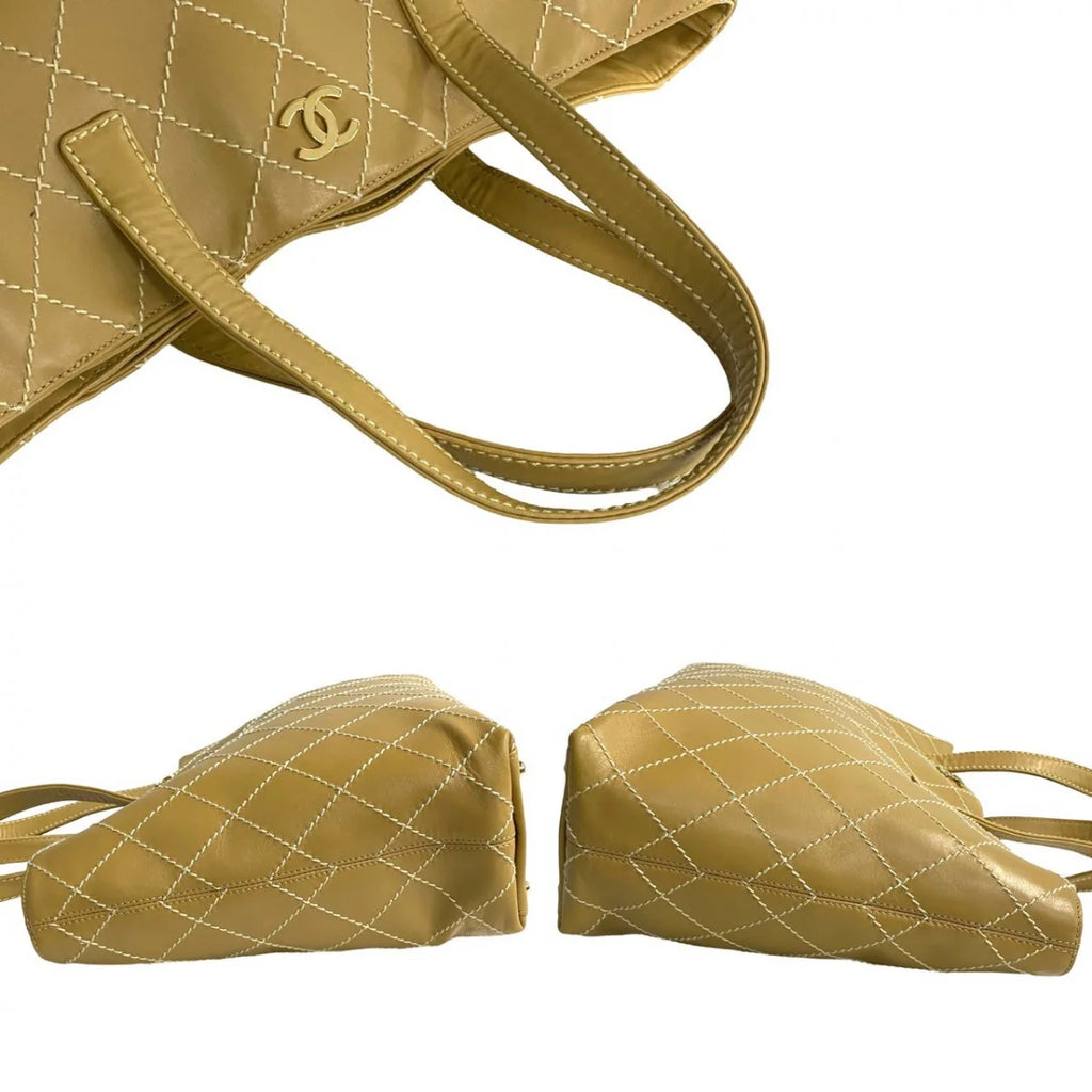 Chanel COCO Mark Wild stitch Tote Bag - Tan