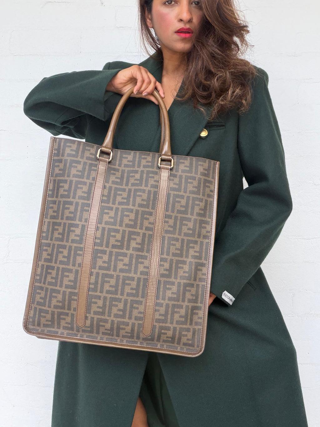 Rare Vintage Fendi Zucca Large Vertical Tote