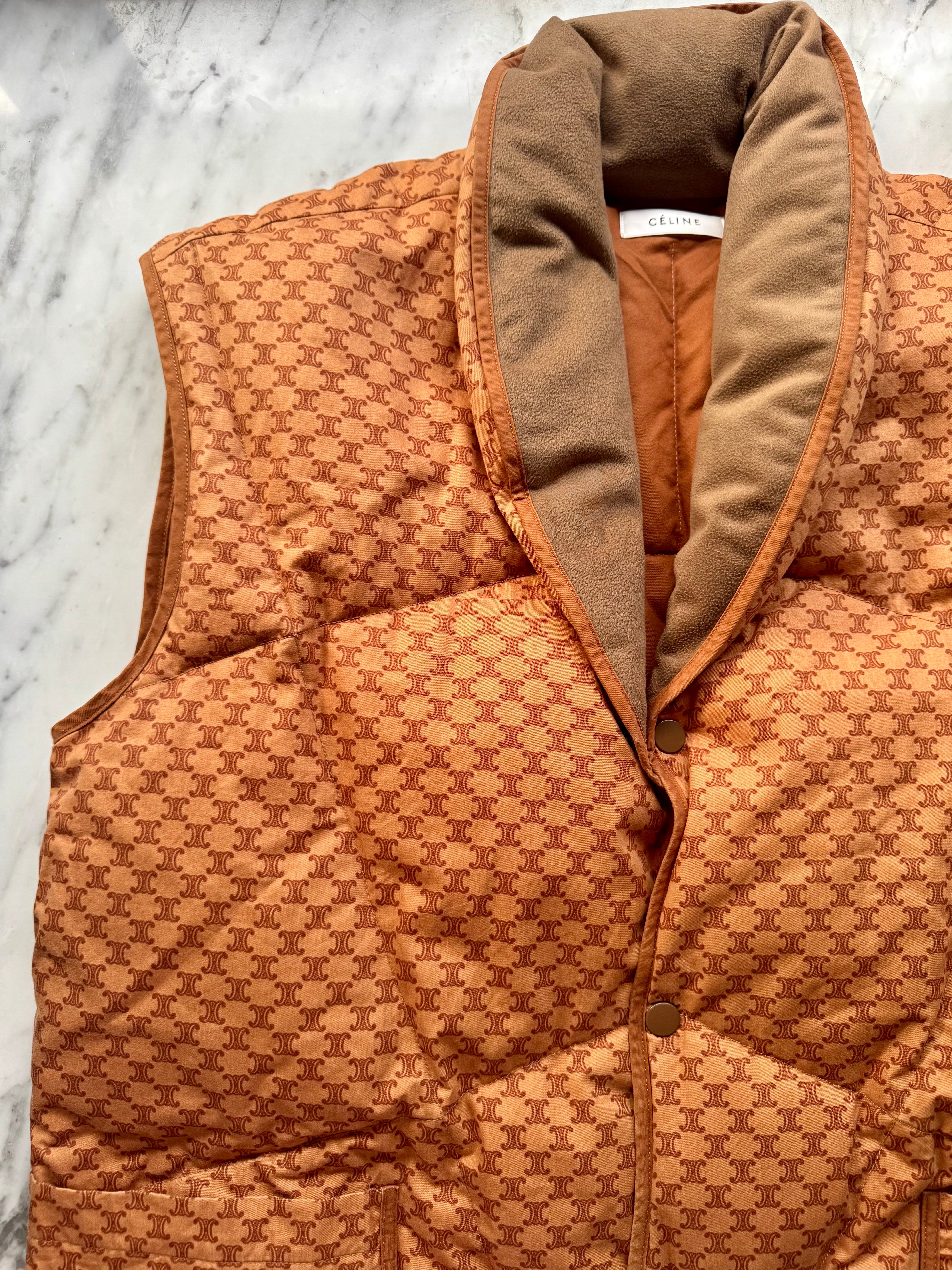 90S Celine Brown Herringbone Down Vest | eBay