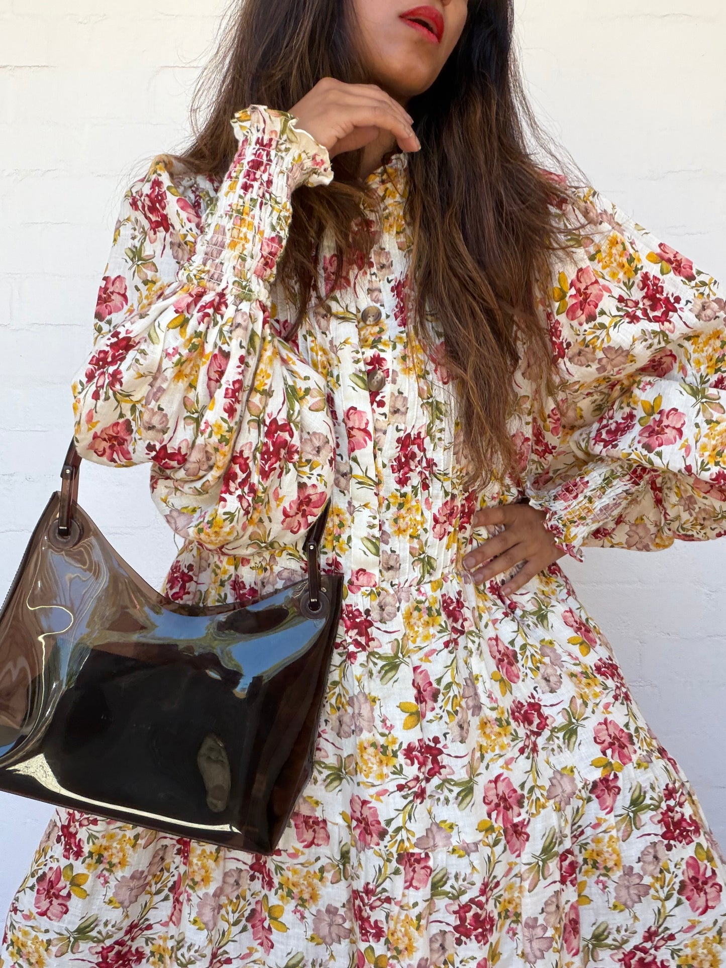 Gucci Brown Bamboo Handle Transparent Shoulder Bag