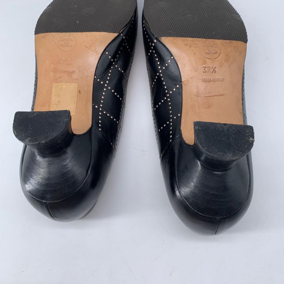 Vintage Chanel Leather Square Toe Kitten Heels