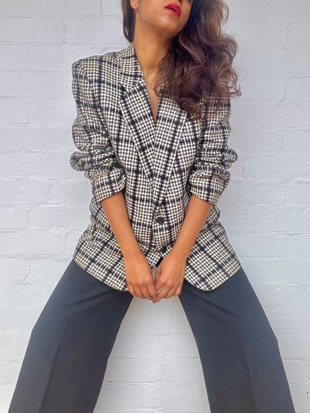 Authentic Dior Hounds-tooth Tweed Wool Blazer