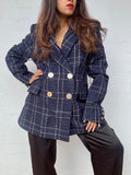 Camilla and Marc - Dominique Blazer Navy & Gold Check, Brand New with Tags