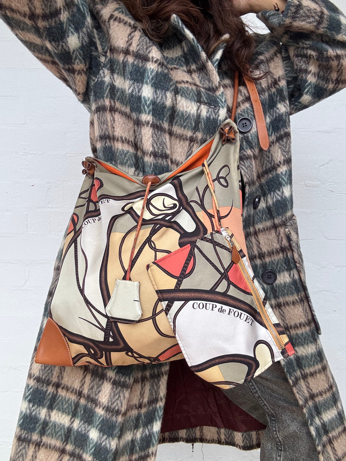 Hermès Multicolor Gold Silk City Bag