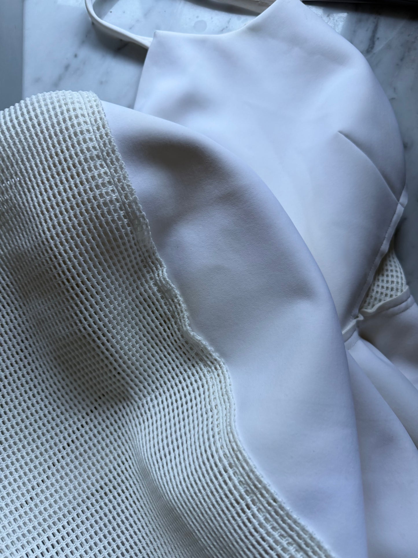 Scanlan & Theodore Mesh Scuba Halter Dress -  White